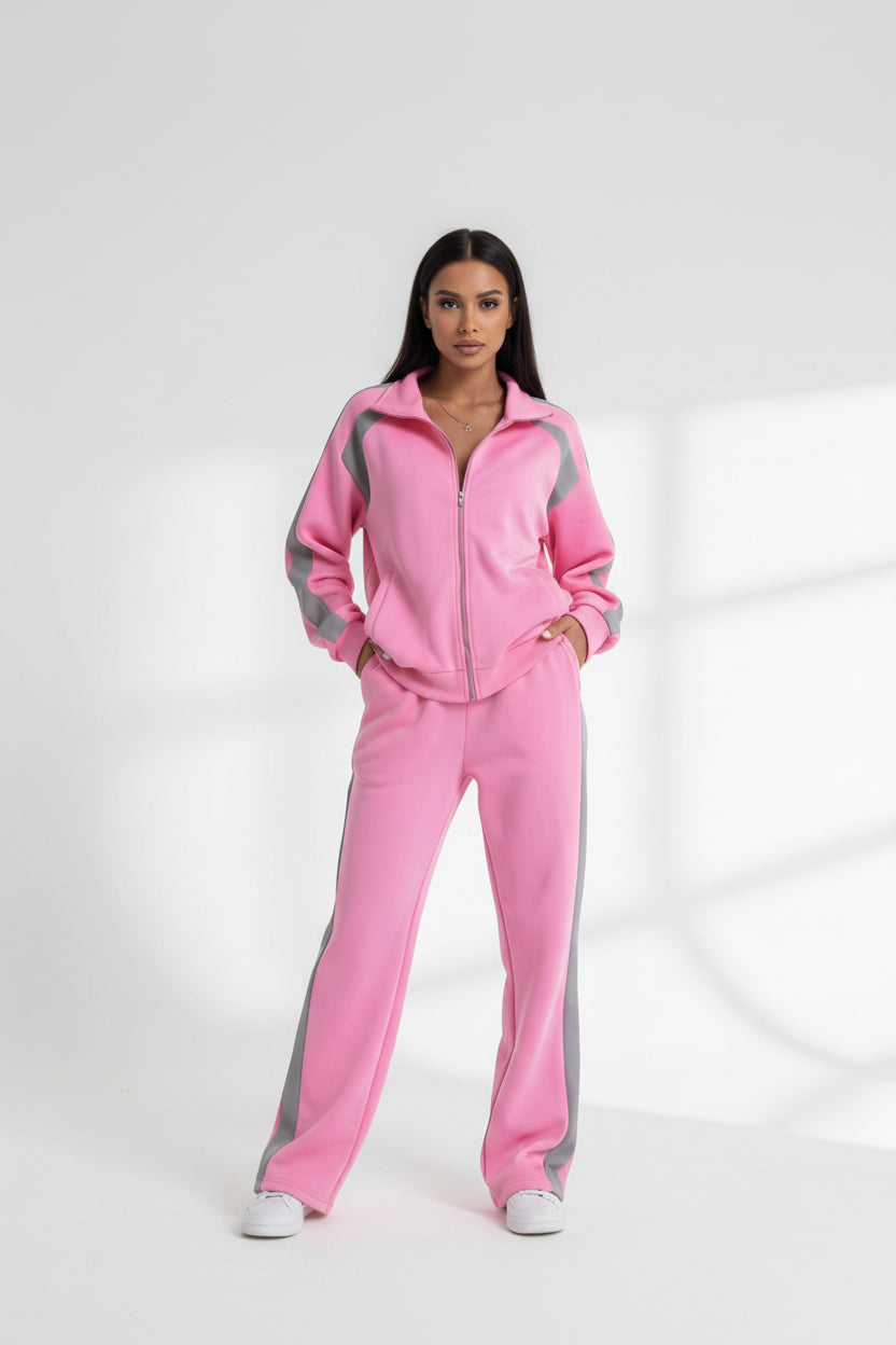 womens-long-sleeve-zip-up-jacket-and-sweatpants Two-Piece Set