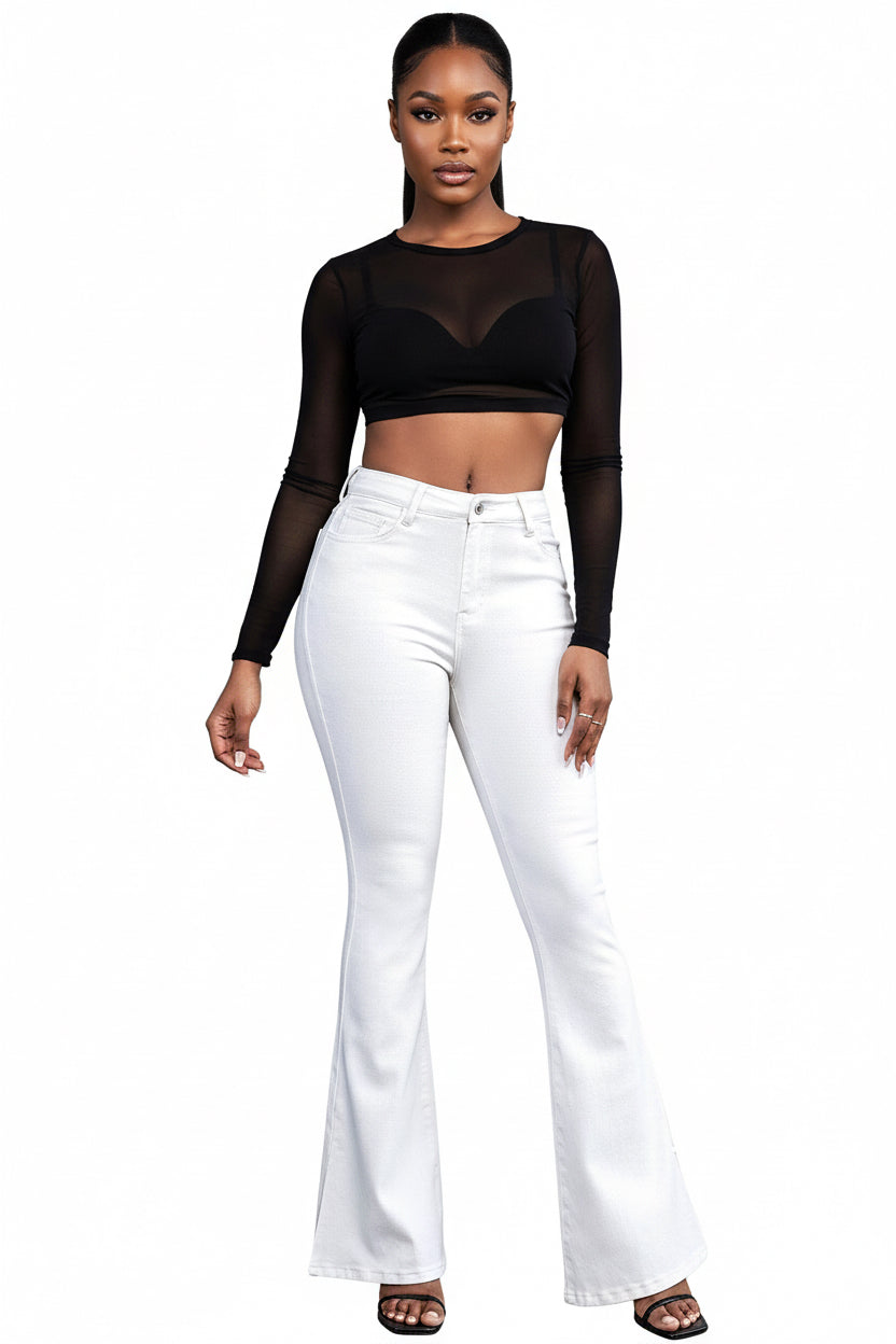 High Elastic Highwaisted Black And White Flared Pants That Slim The Figure
