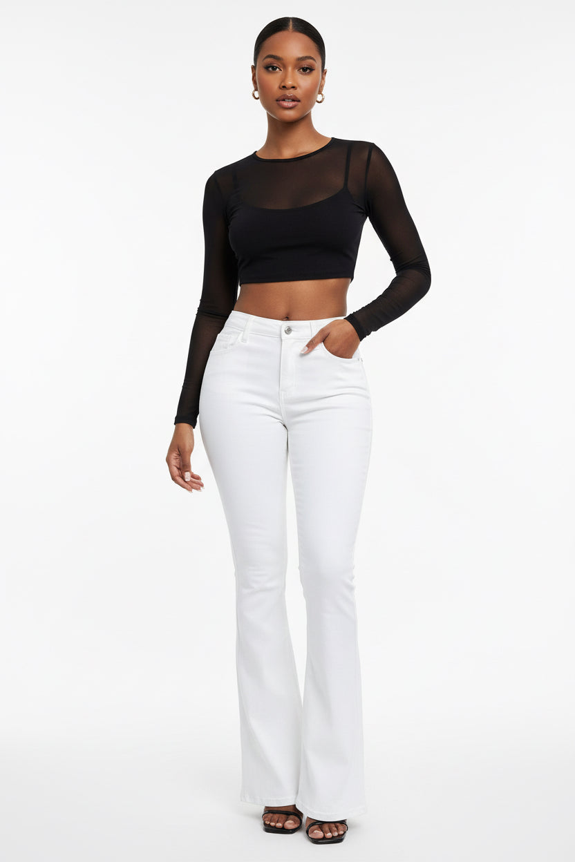 High Elastic Highwaisted Black And White Flared Pants That Slim The Figure