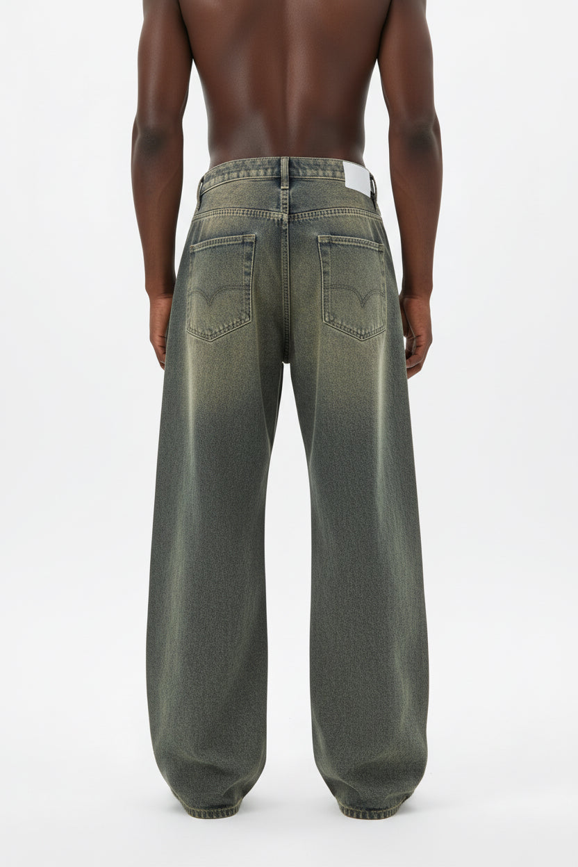 Versatile High-Street Mens Straight-Leg Denim Jeans