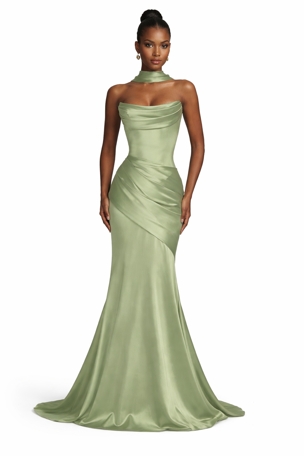 Elegant Halter Neck Satin Dress