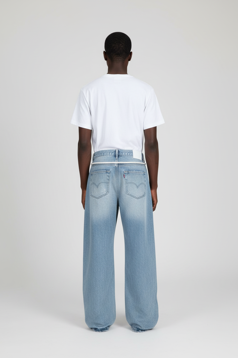 Vintage Loose Fit Drawstring Denim