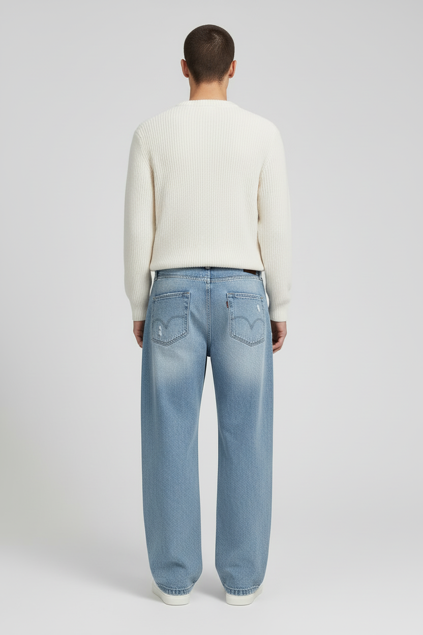 Vintage Loose Fit Drawstring Denim