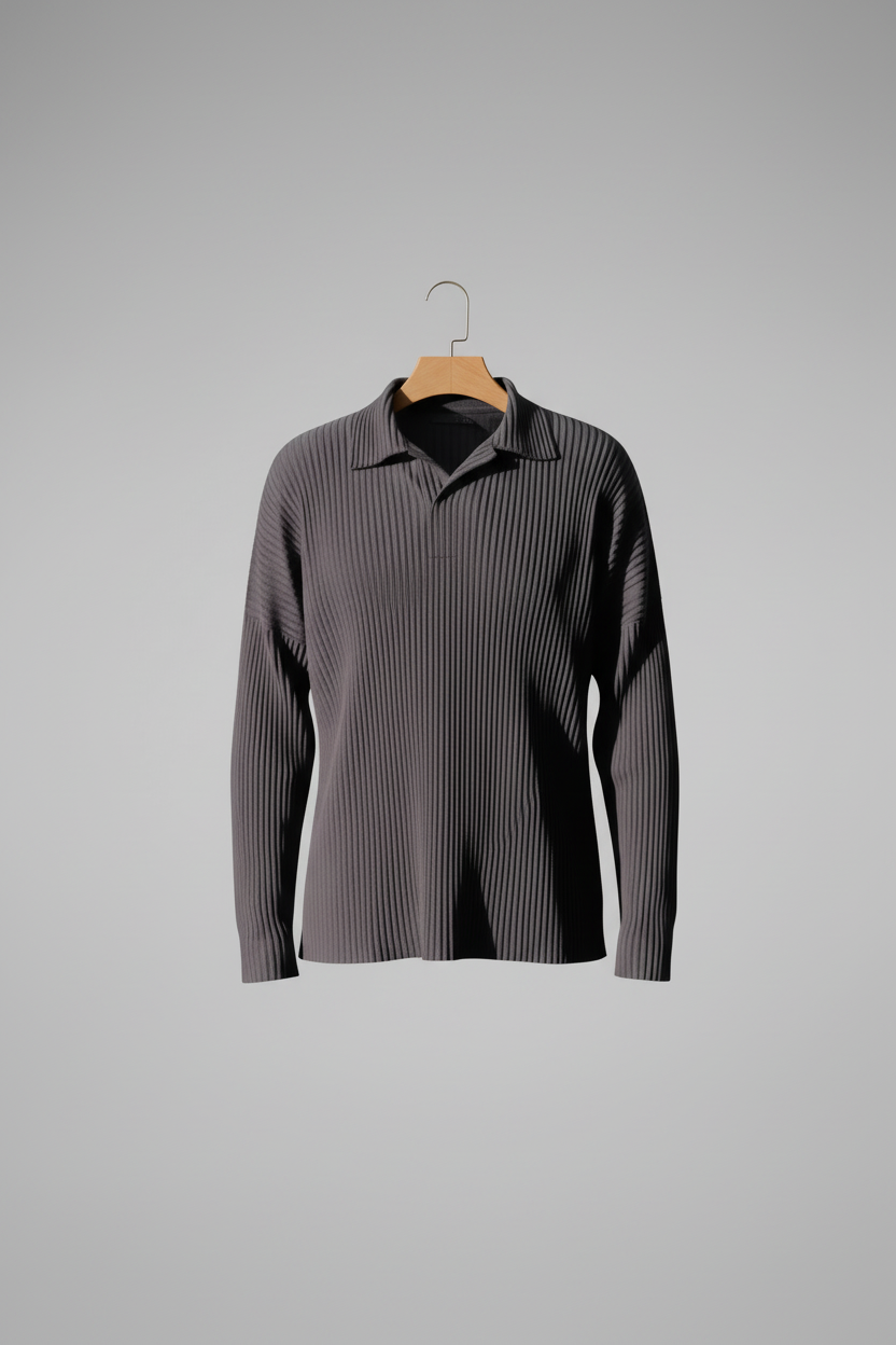 Men's Casual Pleated Long-sleeved Top
