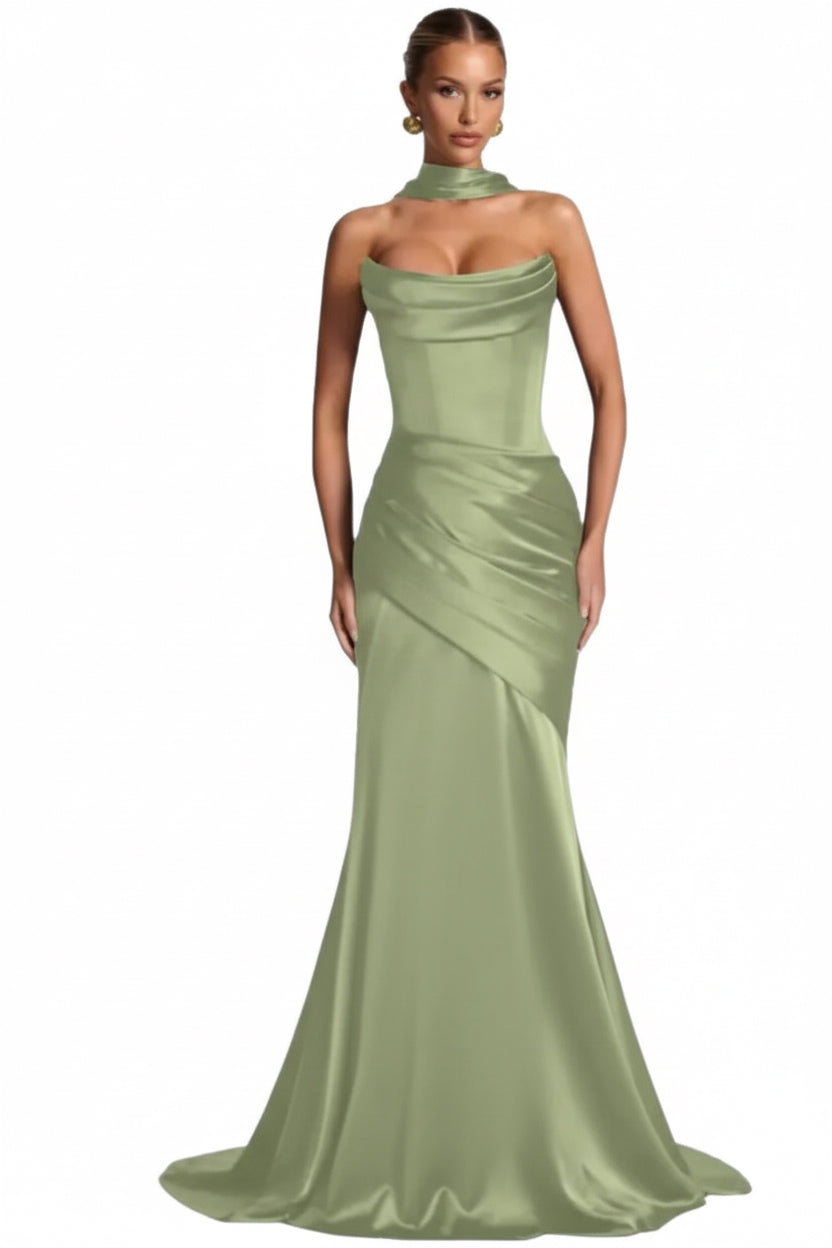 Elegant Halter Neck Satin Dress