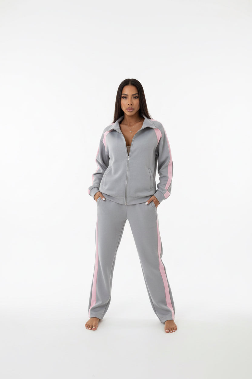 womens-long-sleeve-zip-up-jacket-and-sweatpants Two-Piece Set