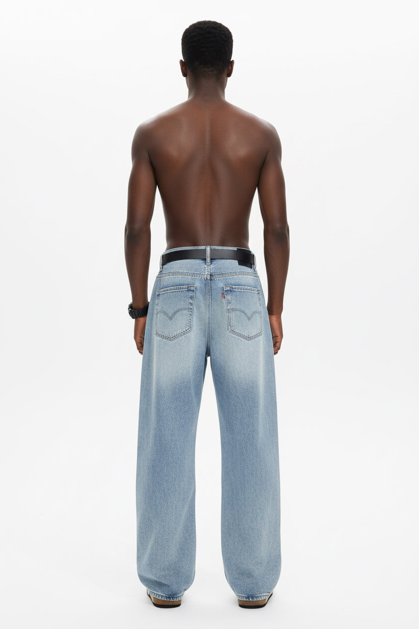 Versatile High-Street Mens Straight-Leg Denim Jeans